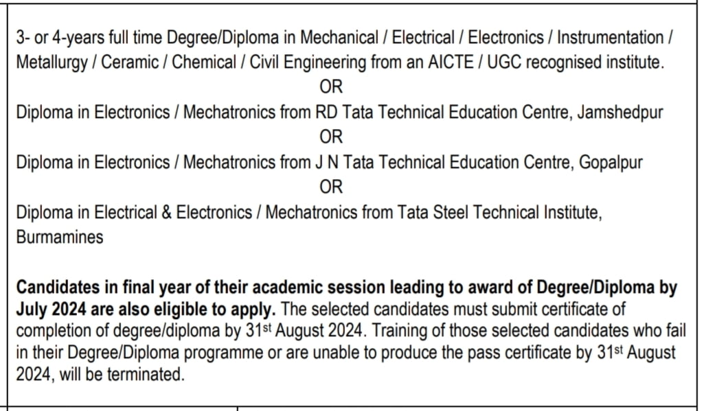 Tata Steel JET 2024 टाटा स्टील में निकली बंपर भर्ती, डिप्लोमा, डिग्री